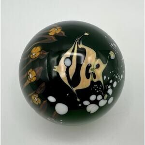 Vintage Bridgeton Studio Lampwork Art Glass Paperweight Angel Fish Signed 1977